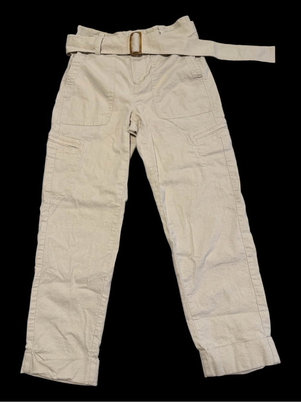 Vince Linen Blend Belted Cargo Pants